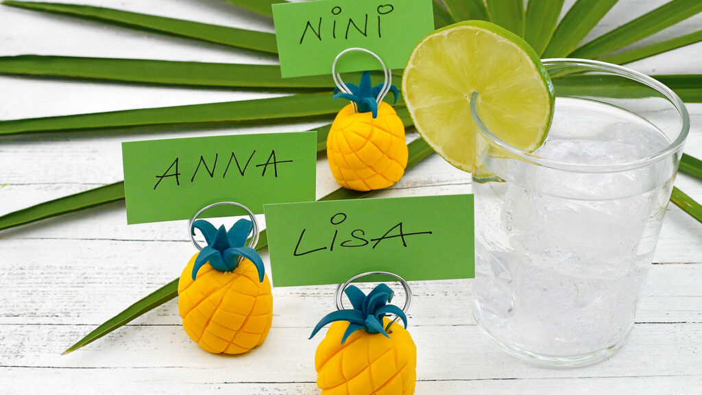 Bastelanleitung Ananas-Tischkarten