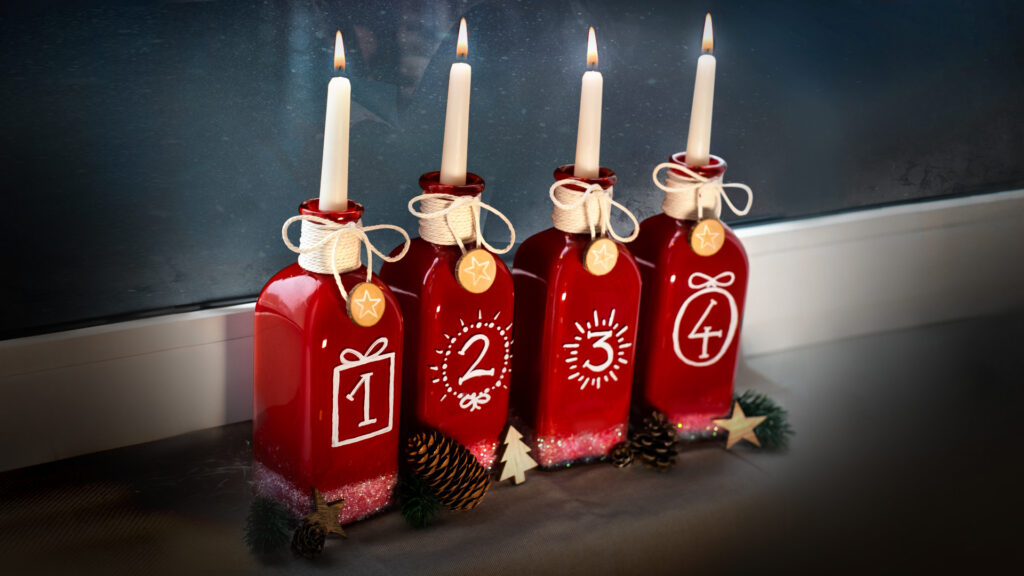 Adventkranz aus Flaschen