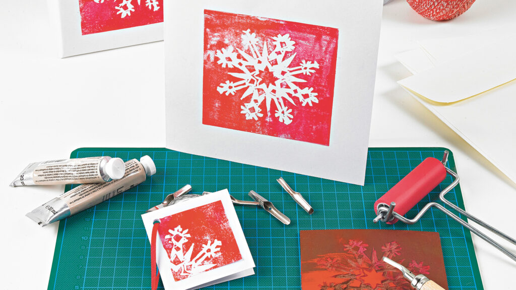 Weihnachtskarte mit Linol
