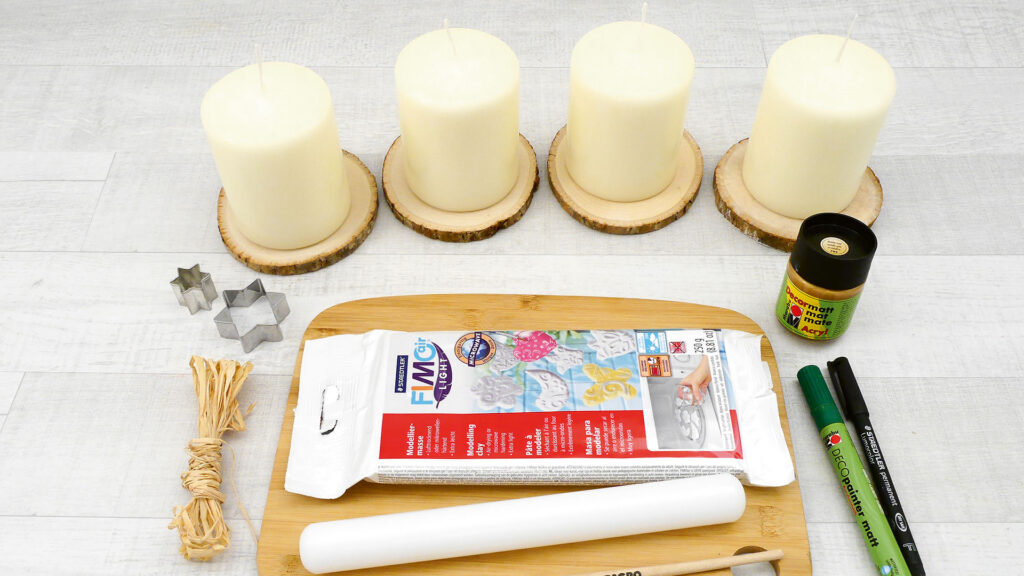 Adventkranz mit FIMO-Deko - Bastelmaterial