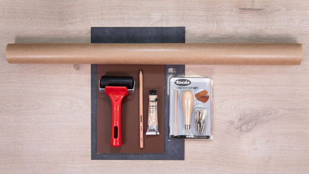 Geschenkpapier mit Linoldruck-Motiv - Bastelmaterial