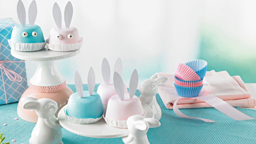 Muffins als Osterhasen mit Fondant - Fertig