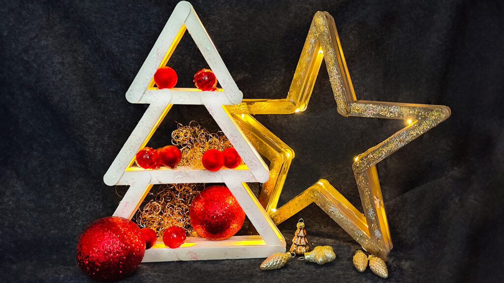 Glitzerbaum und Stern