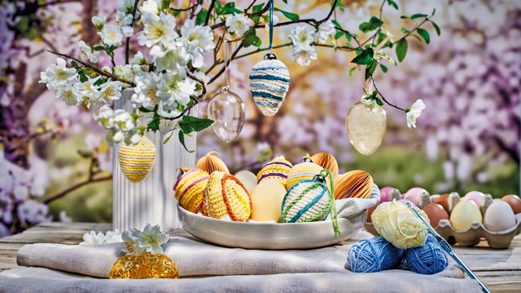 Bunte Eier im Häkel-Look